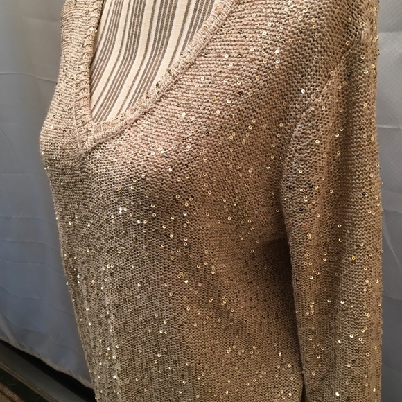 Jones New York Gold Sequence VNeck Sweater size lg - Picture 8 of 8